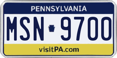 PA license plate MSN9700