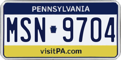 PA license plate MSN9704