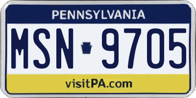 PA license plate MSN9705