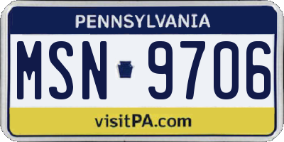 PA license plate MSN9706