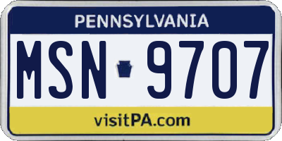 PA license plate MSN9707
