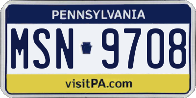 PA license plate MSN9708