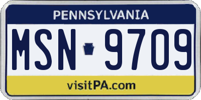 PA license plate MSN9709