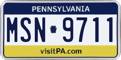 PA license plate MSN9711
