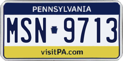 PA license plate MSN9713