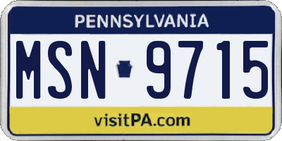 PA license plate MSN9715