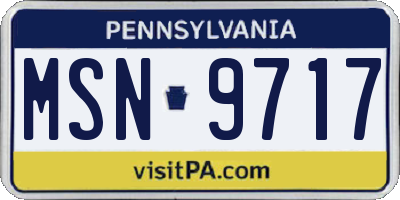 PA license plate MSN9717