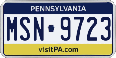 PA license plate MSN9723