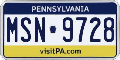 PA license plate MSN9728
