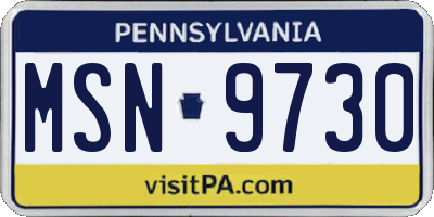PA license plate MSN9730