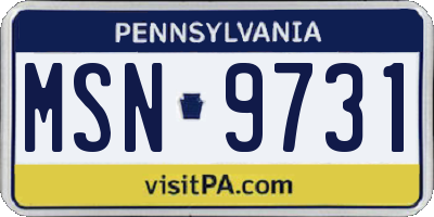 PA license plate MSN9731