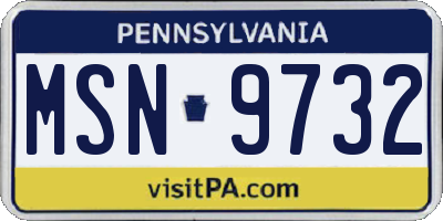 PA license plate MSN9732