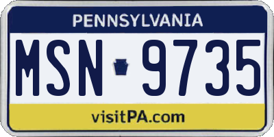 PA license plate MSN9735