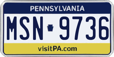 PA license plate MSN9736