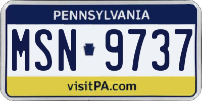 PA license plate MSN9737