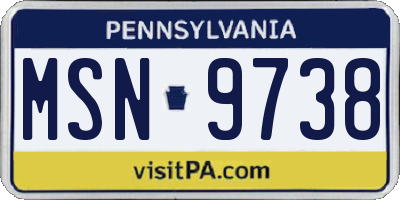 PA license plate MSN9738