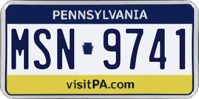 PA license plate MSN9741