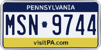 PA license plate MSN9744