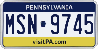 PA license plate MSN9745