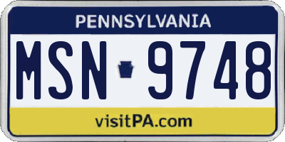 PA license plate MSN9748