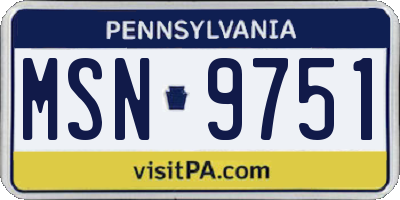 PA license plate MSN9751