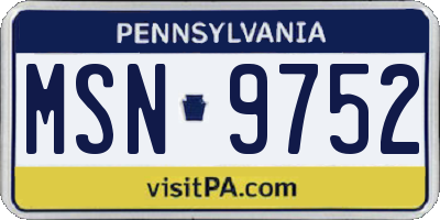 PA license plate MSN9752