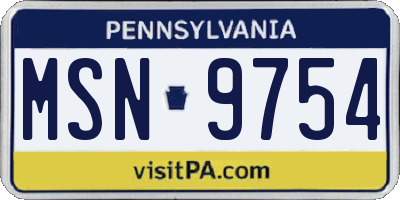 PA license plate MSN9754