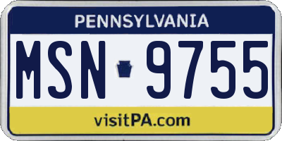 PA license plate MSN9755