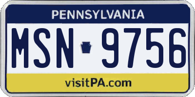 PA license plate MSN9756