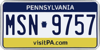 PA license plate MSN9757