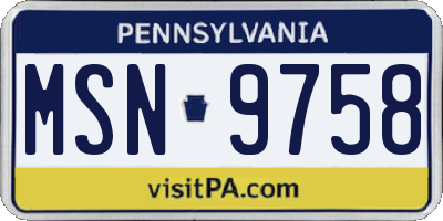 PA license plate MSN9758