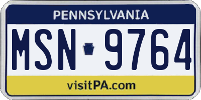 PA license plate MSN9764