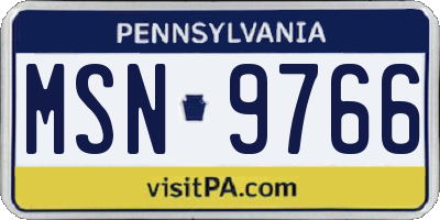 PA license plate MSN9766