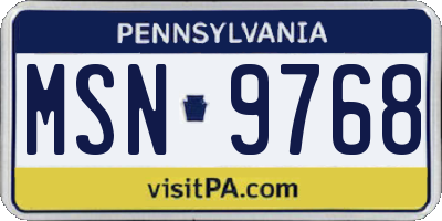 PA license plate MSN9768