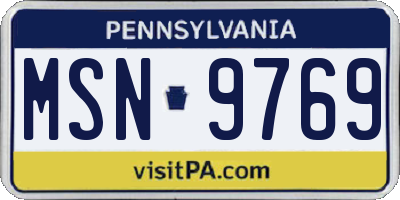 PA license plate MSN9769