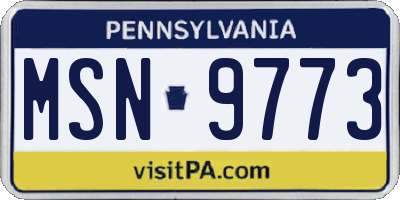 PA license plate MSN9773