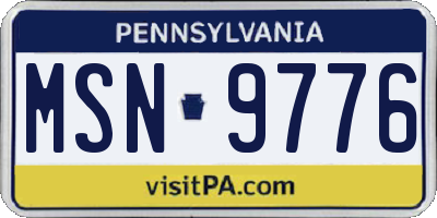 PA license plate MSN9776