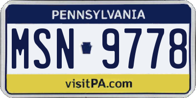 PA license plate MSN9778