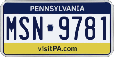 PA license plate MSN9781