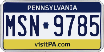 PA license plate MSN9785