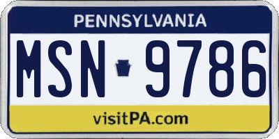PA license plate MSN9786