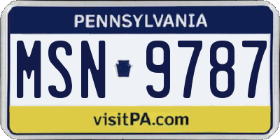PA license plate MSN9787