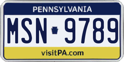 PA license plate MSN9789