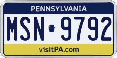 PA license plate MSN9792
