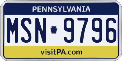 PA license plate MSN9796
