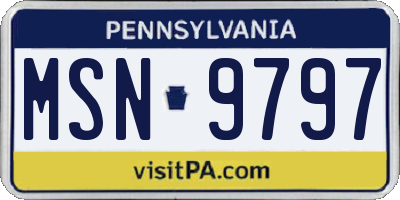 PA license plate MSN9797