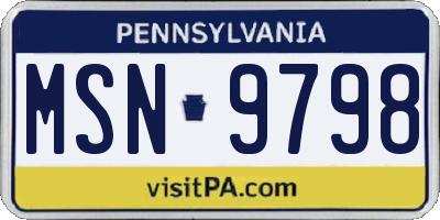 PA license plate MSN9798