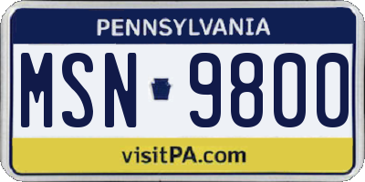 PA license plate MSN9800