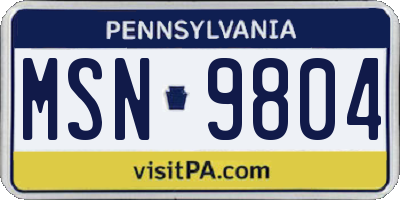 PA license plate MSN9804