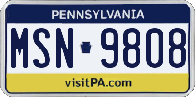 PA license plate MSN9808